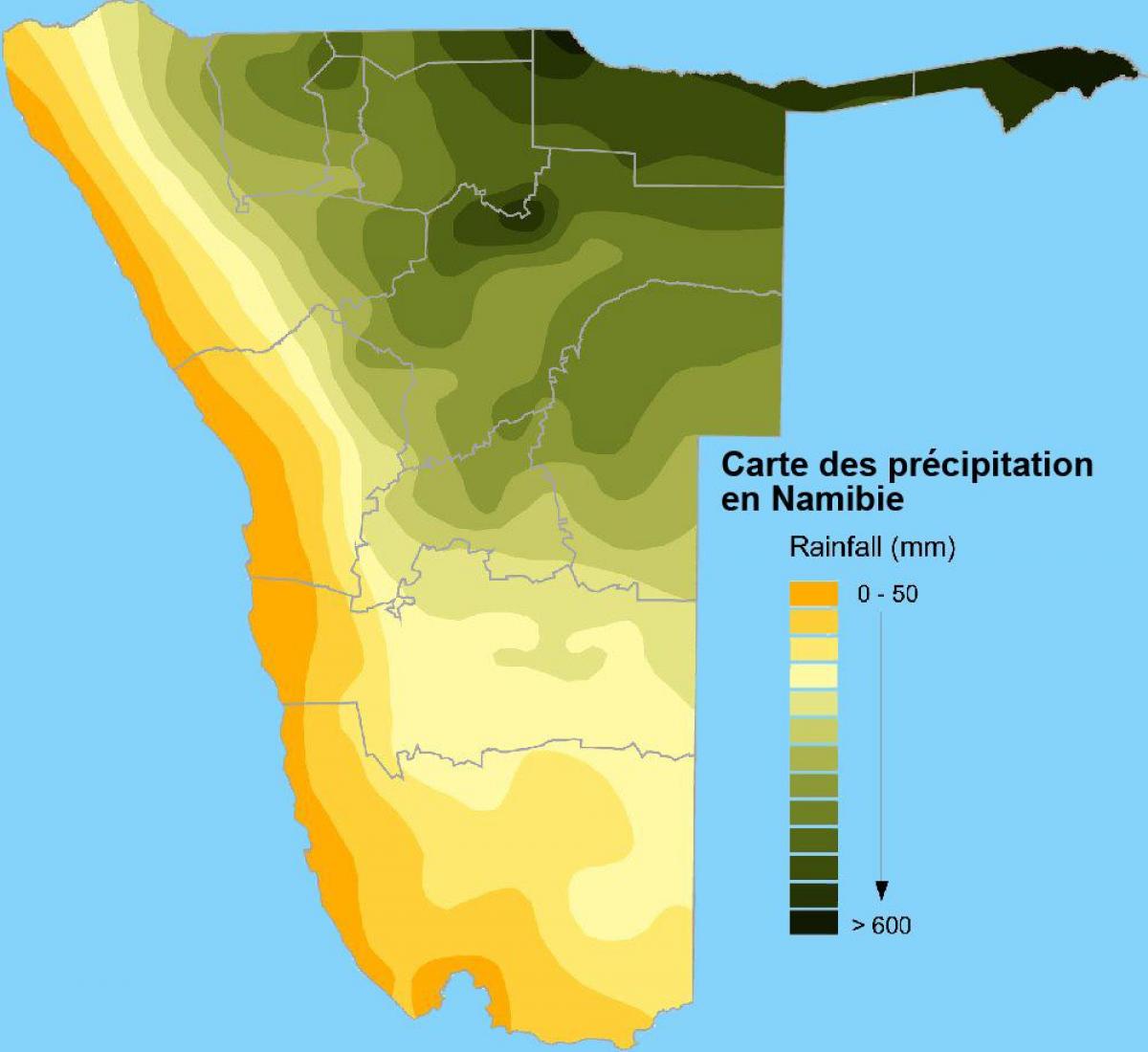 地图纳米比亚的雨量
