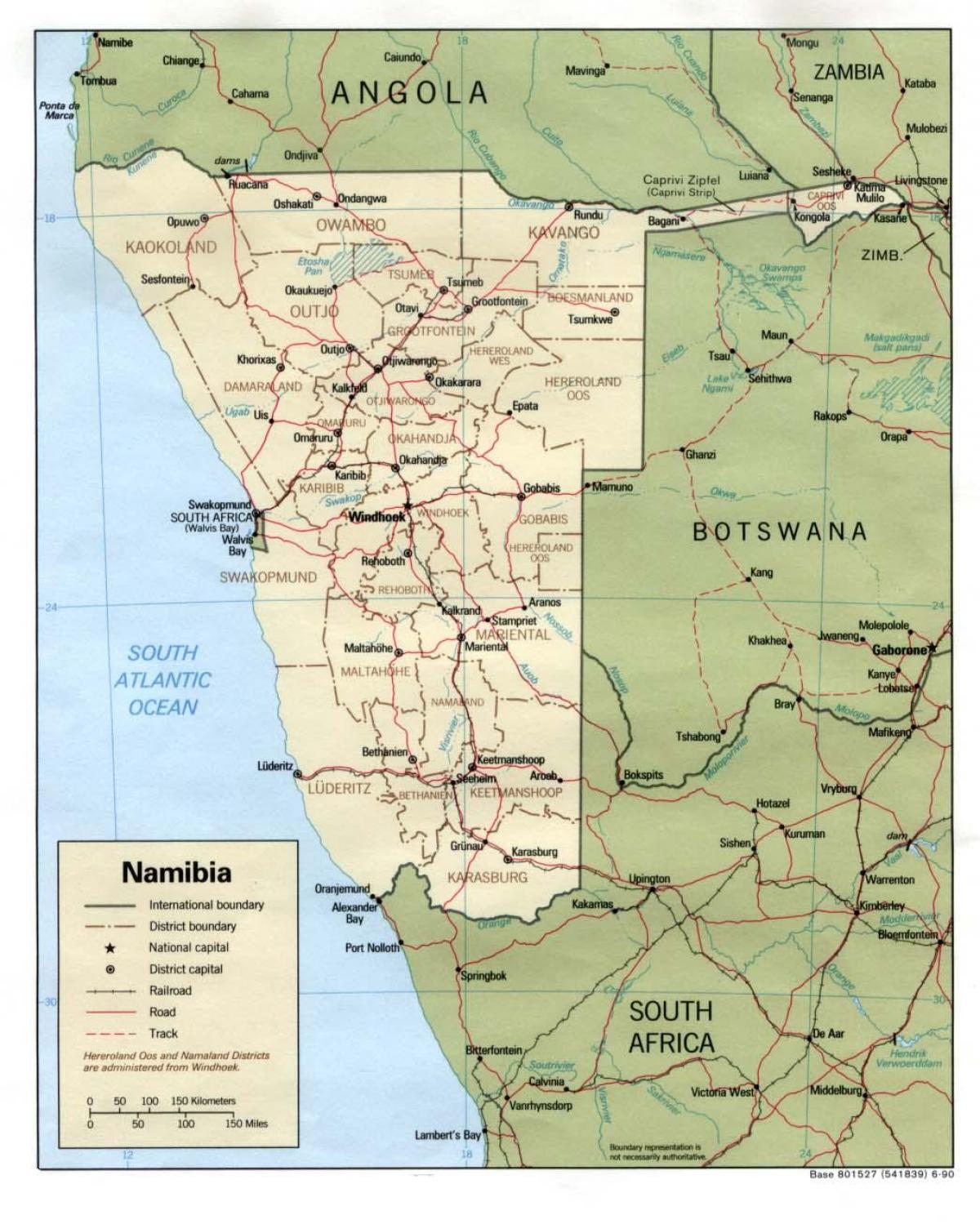 纳米比亚地图与所有的城镇