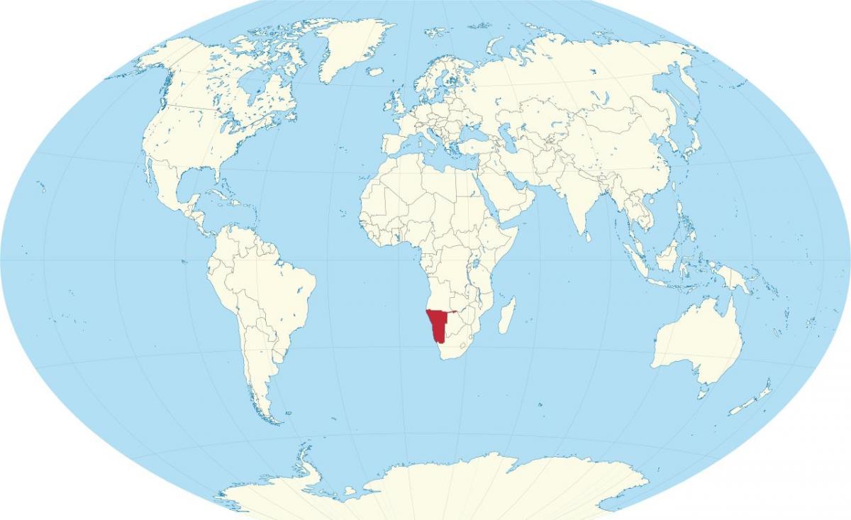 纳米比亚在世界地图上的位置