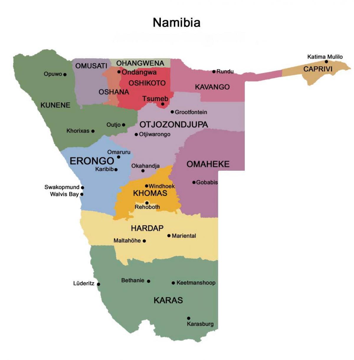 地图纳米比亚区域